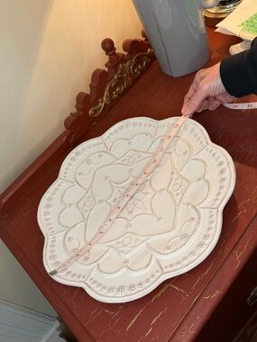 Juliska Berry & Thread Scalloped Serving Platter Tray Ivory NEW